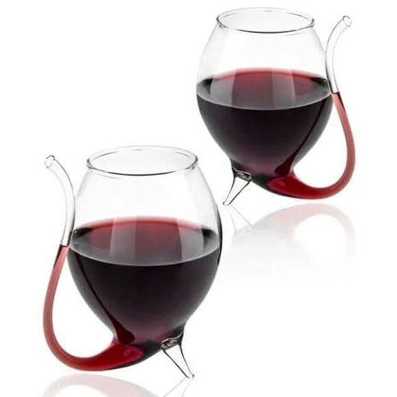 “WINO” Wine Sippers 2 w/Glass Straws New Vintage in box Clear glass with feet - Picture 1 of 8